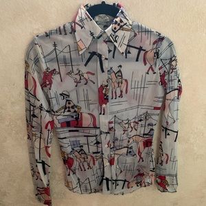 Vintage 1970's Women’s Sheer Disco Print Shirt